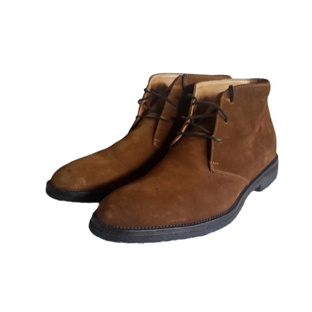 FACONNABLE Ankle Boots Chukka Boots Brown Suede ITALY Leather Men's Size 12